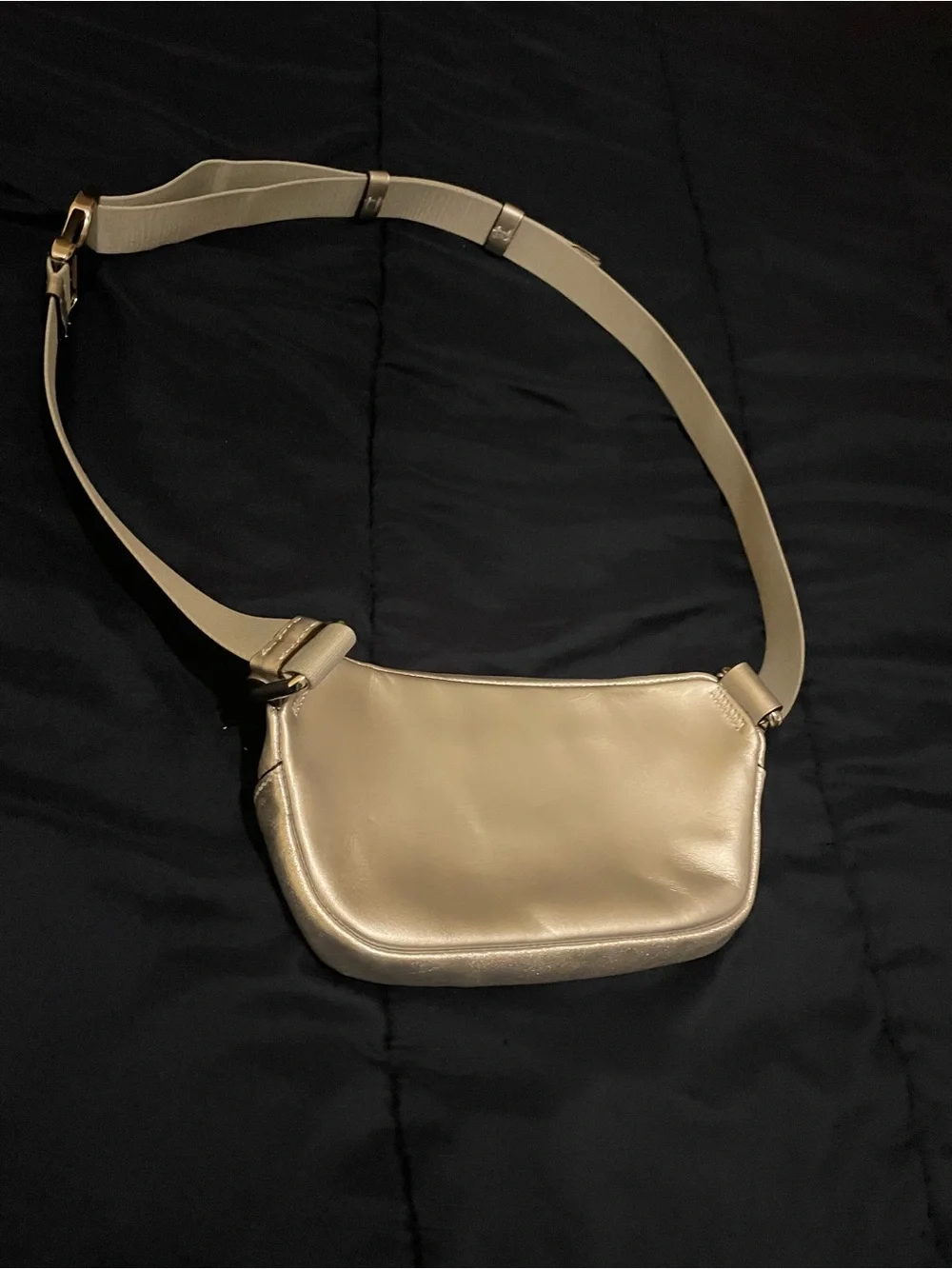 Coach Mini Puffy Diamond Belt Bag in Metallic Silver